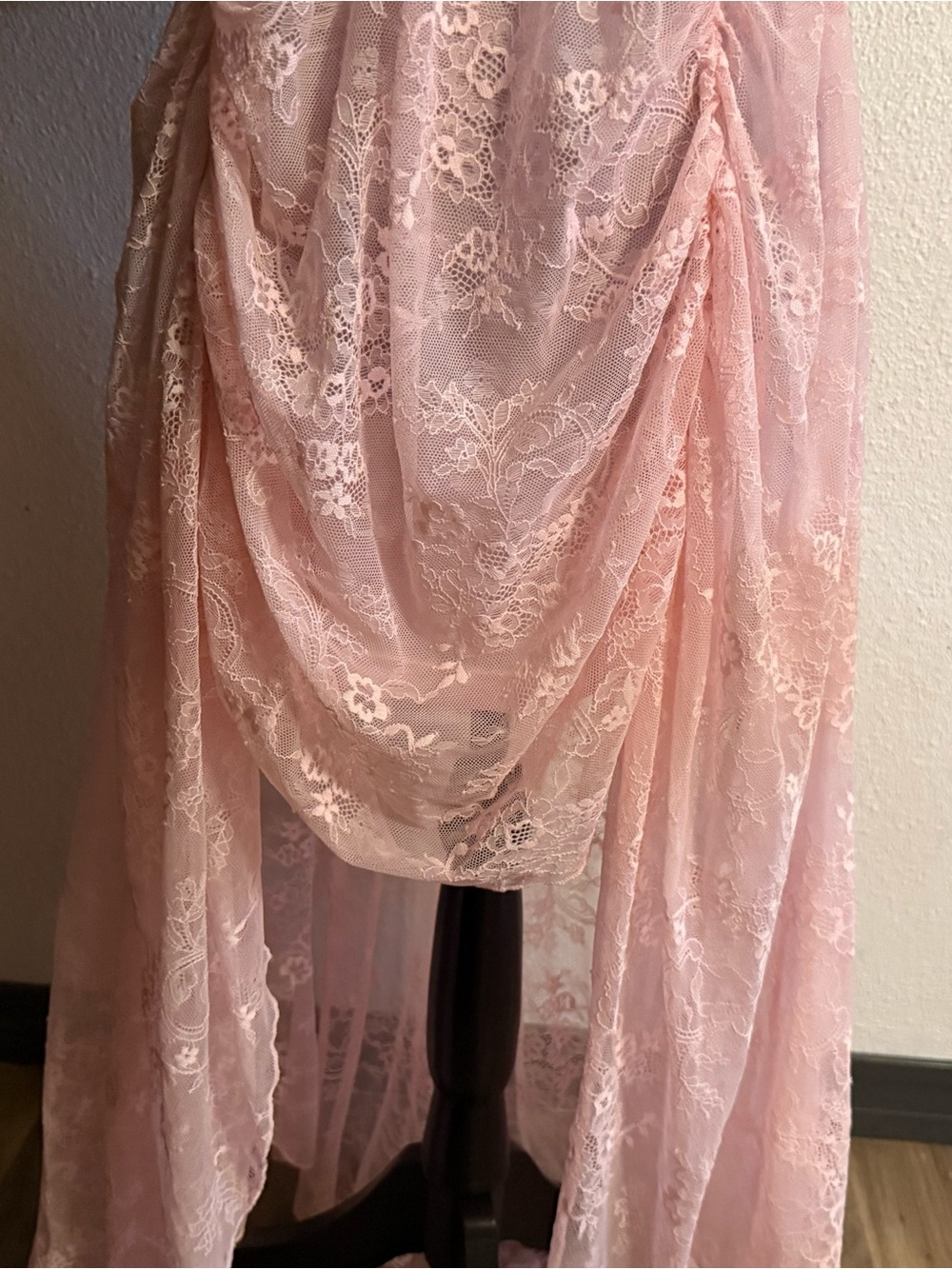 Sugar Thrillz Ruled By Love Pink Floral Lace Draped Maxi Dress •Size S• - Picture 4 of 10